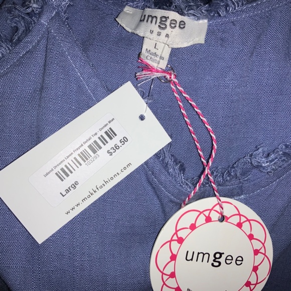 Umgee camisole tie waist Sz L raw edge trim adjustable straps New - Picture 6 of 8